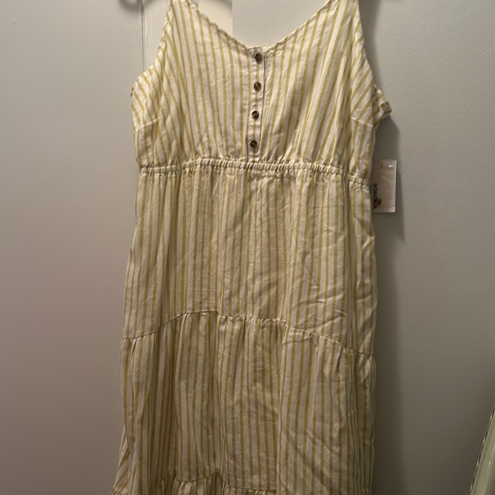 Sonoma Green And White Striped Sundress with Buttons - Picture 3 of 3